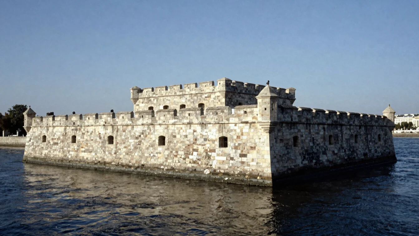 Documented fortification bastion on a river promontory, pale ston